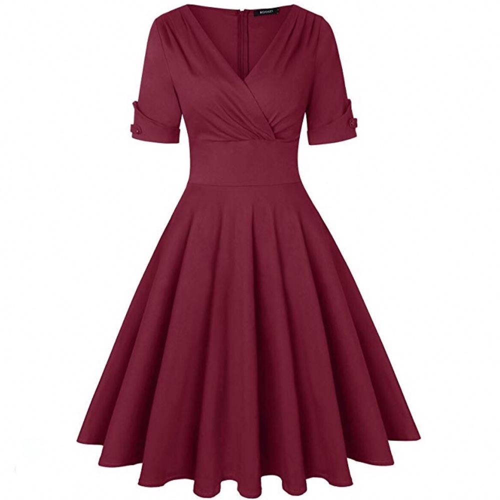 Retro Vintage Style Red Cocktail Party Dress